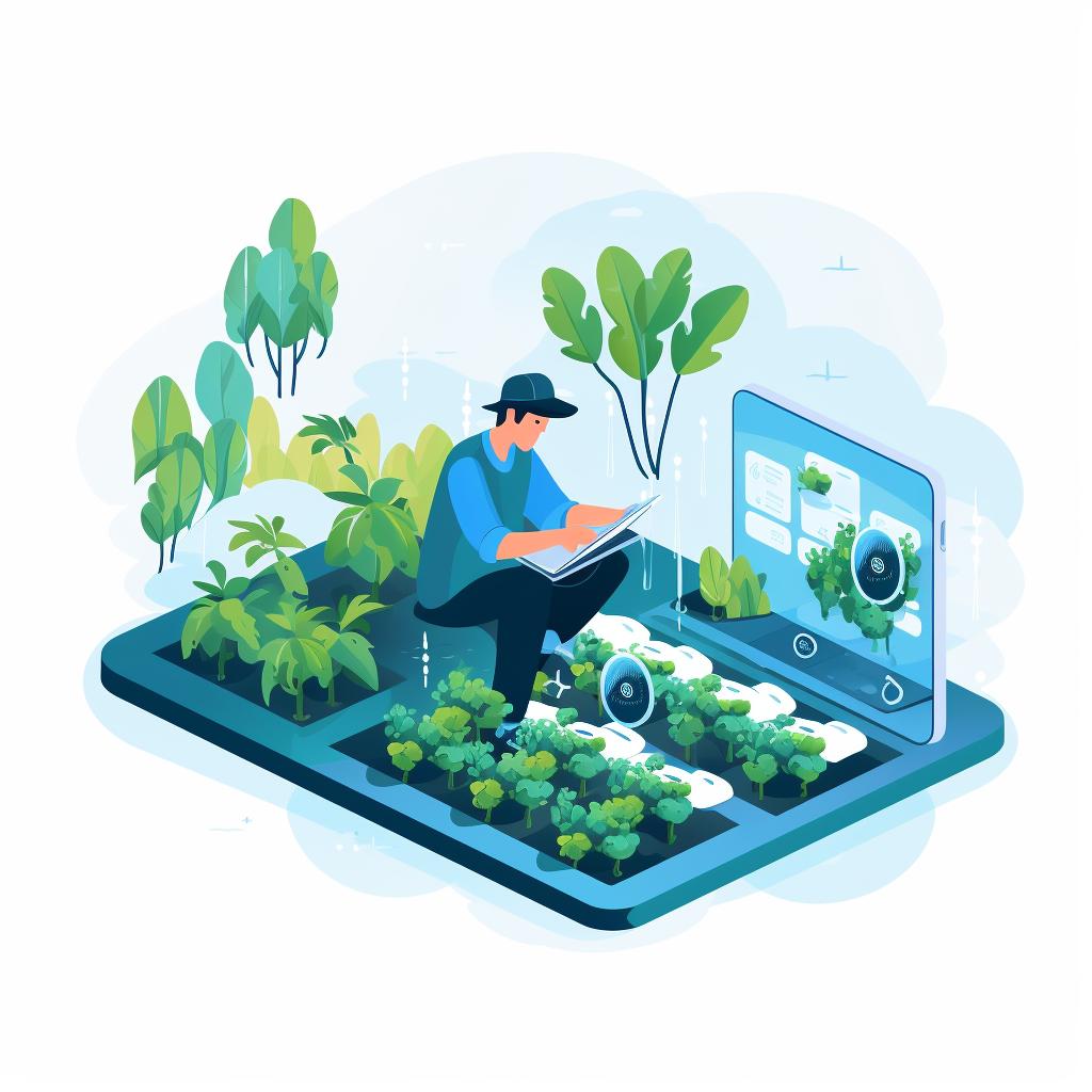 A person browsing various smart irrigation systems online